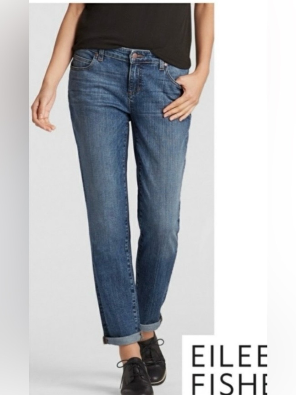 Eileen Fisher Organic Cotton 5 Pocket Boyfriend Jeans EUC